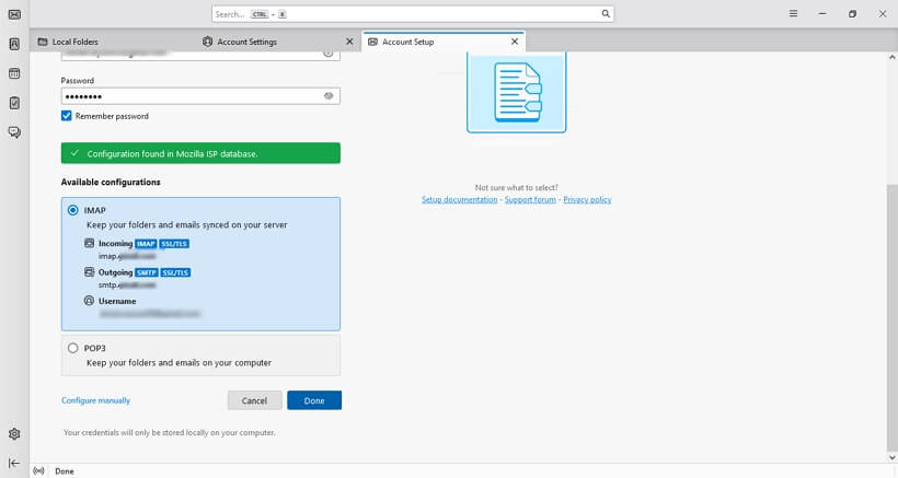Thunderbird to complete the data synchronization