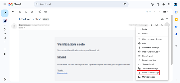 Click on the Download message