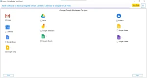 Select the Google services you want to include
