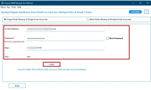 Log in to your IMAP account
