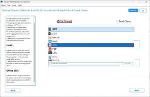 Select CSV as output