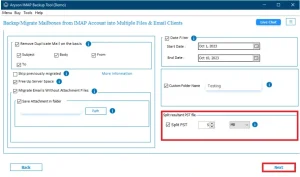 Click on Start Backup