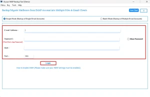 Log in your IMAP credentials