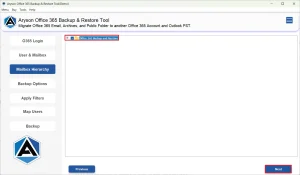Select files to export and click Next