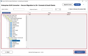 Select the files from the tree hierarchy to migrate