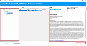 Preview the folders along with attachments
