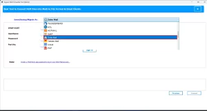 Select Zoho Mail as the destination
