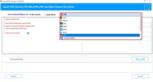 Select the file format from the drop-down as PDF