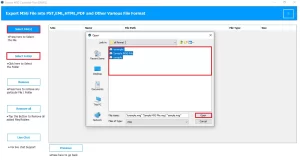 You need to select the file or folder and navigate to .msg files