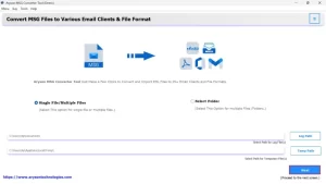 Open the Aryson MSG File Converter Tool 