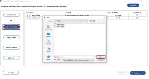 Select file/folder and navigate to .mbox files