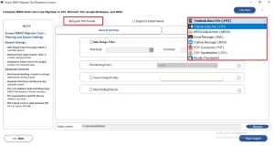 Select PST as the output format from the given file formats