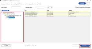 Preview the tree-structure panel where all your MBOX files are located >> Proceed