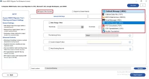 Choose the MBOX from the export file format drop-down