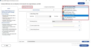 Choose PDF from the Export File Format drop-down list