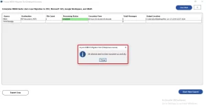 Conversion is finished, a pop-up window appears that says “All selected data has been exported successfully