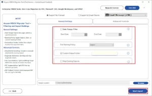 Apply filters and features, and click Start Export